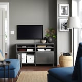 BESTÅ TV-Bank mit Türen, dunkelgrau/Mörtviken/Stubbarp grau, 120x42x74 cm