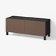 BESTÅ TV-Bank mit Türen, schwarzbraun Björköviken/Stubbarp/braun gebeiztes Eichenfurnier, 120x42x48 cm