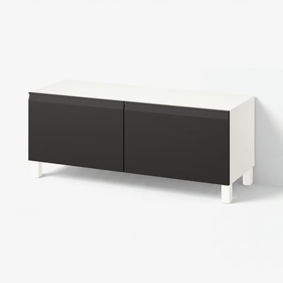 BESTÅ TV-Bank mit Türen, weiß/Hammarsmed/Stubbarp anthrazit, 120x42x48 cm