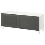 BESTÅ TV-Bank mit Türen, weiß Mörtviken/Stubbarp/dunkelgrau, 120x42x48 cm