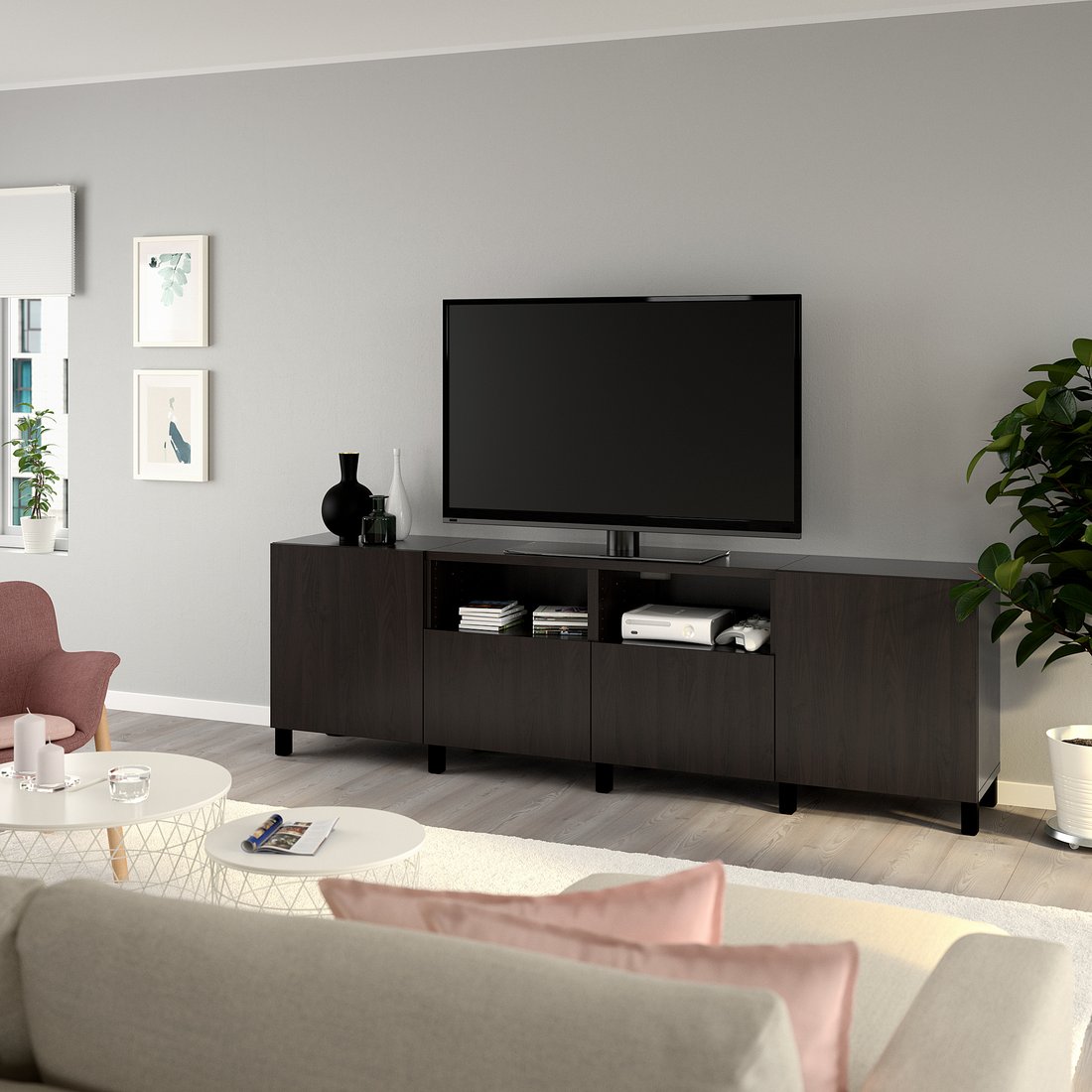 BESTÅ TVBank mit Türen und Schubladen schwarzbraun, Lappviken/Stubbarp schwarzbraun IKEA
