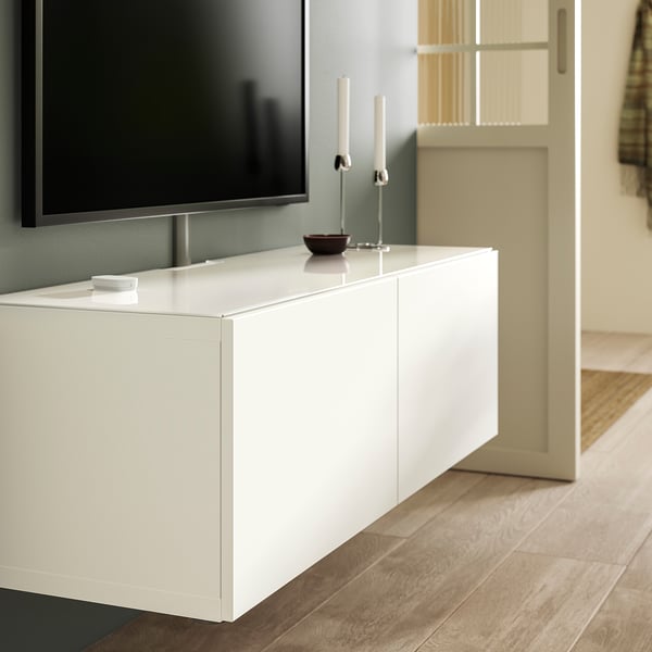 BESTÅ TV-Platte, Glas/weiß, 120x40 cm