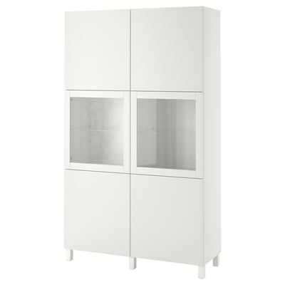 BESTÅ Vitrine, weiß Valviken/Sindvik Klarglas weiß, 120x42x202 cm