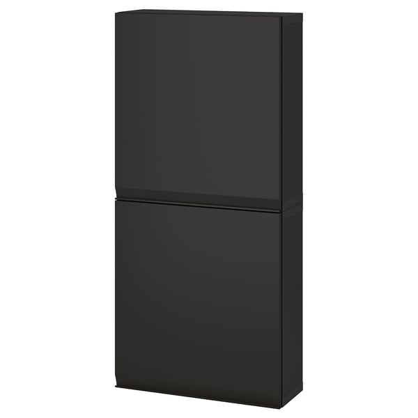 BESTÅ Wandschrank mit 2 Türen, schwarzbraun/Hammarsmed anthrazit, 60x22x128 cm
