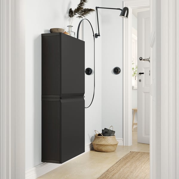 BESTÅ Wandschrank mit 2 Türen, schwarzbraun/Hammarsmed anthrazit, 60x22x128 cm