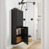 BESTÅ Wandschrank mit 2 Türen, schwarzbraun/Hammarsmed anthrazit, 60x22x128 cm