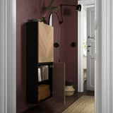 BESTÅ Wandschrank mit 2 Türen, schwarzbraun/Hedeviken Eichenfurnier, 60x22x128 cm