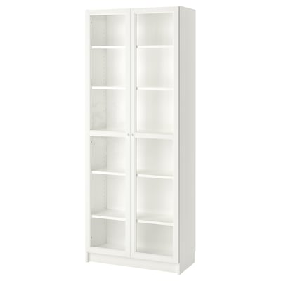BILLY / OXBERG Bücherregal mit Glastüren, weiß/Glas, 80x41x202 cm