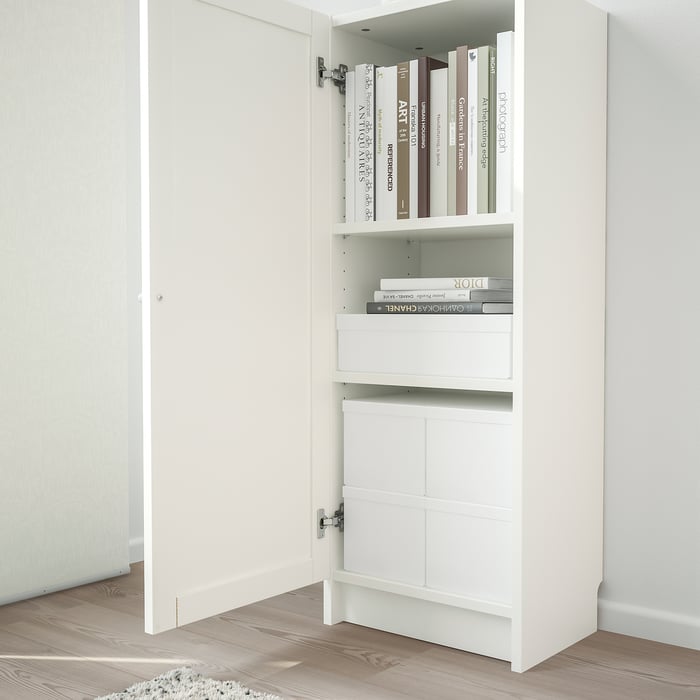 BILLY / OXBERG Bücherregal mit Tür, weiß, 40x30x106 cm IKEA Schweiz
