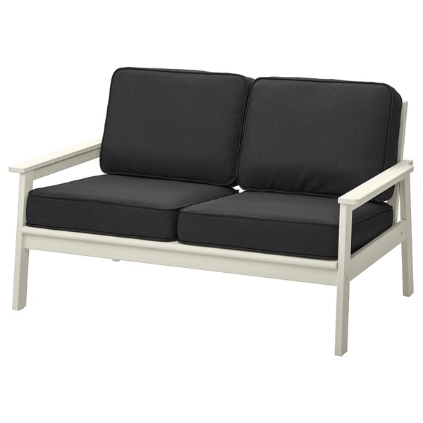 BONDHOLMEN 2er-Sofa/außen, weiß/beige/Järpön/Duvholmen anthrazit