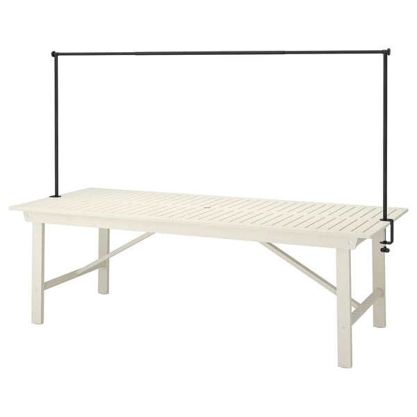 BONDHOLMEN / HELGEÖ Tisch mit Dekostange, für draußen weiß/beige/schwarz, 235 cm