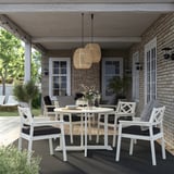 BONDHOLMEN Tisch+4 Armlehnstühle/außen, weiß/beige/Järpön/Duvholmen anthrazit