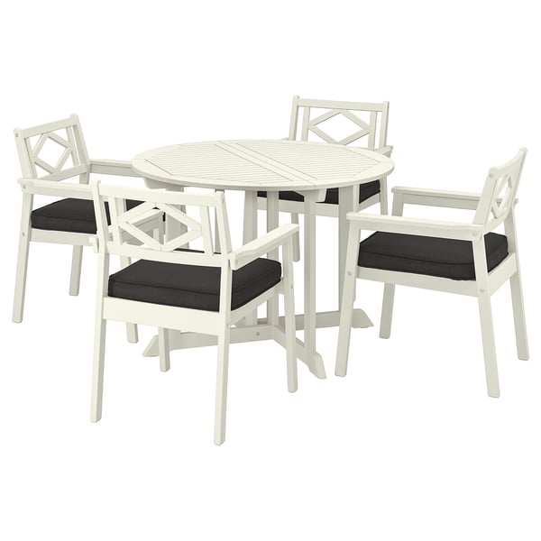 BONDHOLMEN Tisch+4 Armlehnstühle/außen, weiß/beige/Järpön/Duvholmen anthrazit