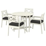 BONDHOLMEN Tisch+4 Armlehnstühle/außen, weiß/beige/Järpön/Duvholmen anthrazit