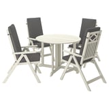 BONDHOLMEN Tisch+4 Hochlehner/außen, weiß/beige/Frösön/Duvholmen dunkelgrau