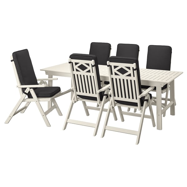 BONDHOLMEN Tisch+6 Hochlehner/außen, weiß/beige/Järpön/Duvholmen anthrazit