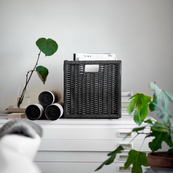 BRANÄS Korb, dunkelgrau, 32x34x32 cm