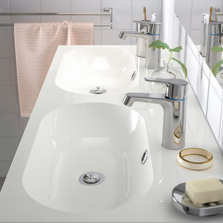 BRÅVIKEN Waschbecken/2, weiß, 120x48x10 cm - IKEA Schweiz