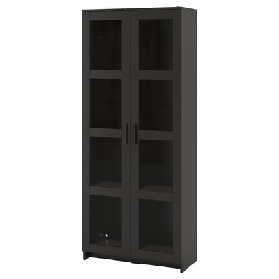 BRIMNES Vitrine, schwarz, 80x190 cm