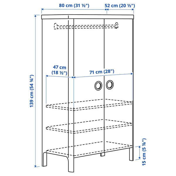 BUSUNGE Kleiderschrank, weiß, 80x139 cm