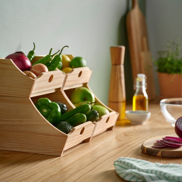 CHOKLADHAJ Essenbehälter 2er-Set, Holz