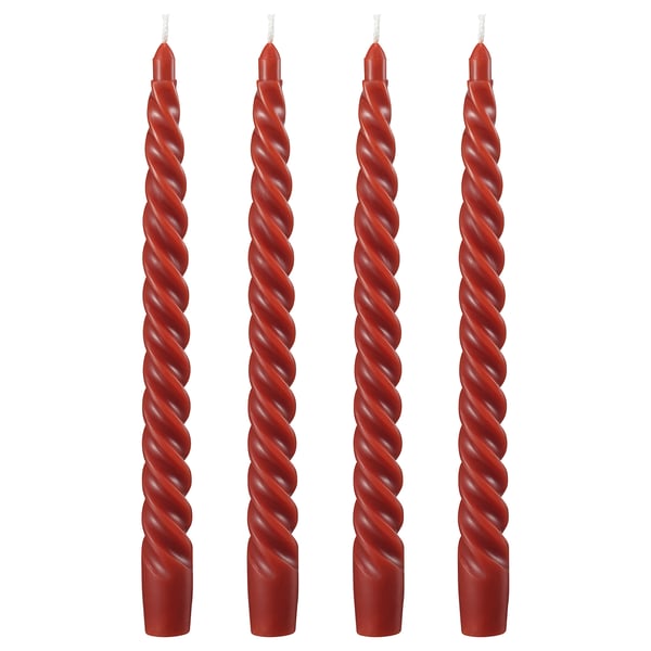 CONTORTATALL Lüsterkerzen, duftneutral, gedreht/braunrot, 25 cm