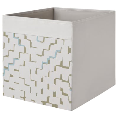 DRÖNA Fach, beige/gemustert türkis, 33x38x33 cm
