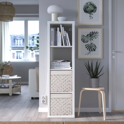 DRÖNA Fach, beige/gemustert türkis, 33x38x33 cm