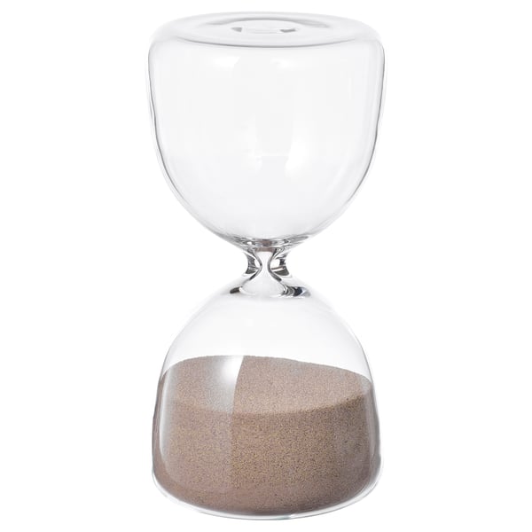 EFTERTÄNKA Deko-Sanduhr, Klarglas/sandfarben, 15 cm