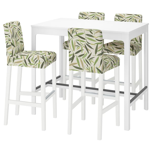 EKEDALEN / BERGMUND Theke + 4 Barstühle - weiß/Fågelfors bunt - IKEA