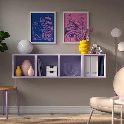 EKET Aufbewahrungskomb. wandmont., blasslila, 140x35x35 cm