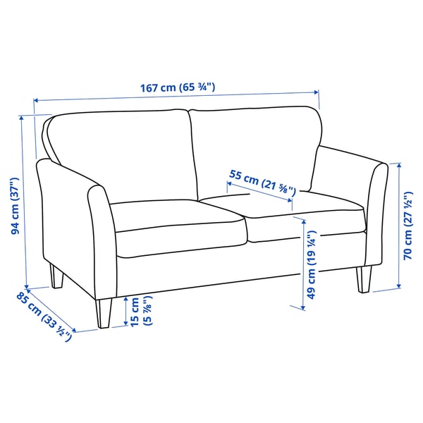 EKHOLMA 2er-Sofa, Hakebo dunkelgrau