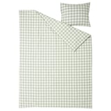 EKTANDVINGE Bettwäsche-Set, 2-teilig, blasses Graugrün weiß/Karo, 150x200/50x60 cm