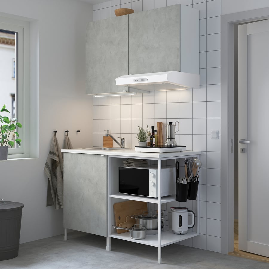 ENHET Küche - weiß/Betonmuster - IKEA Schweiz