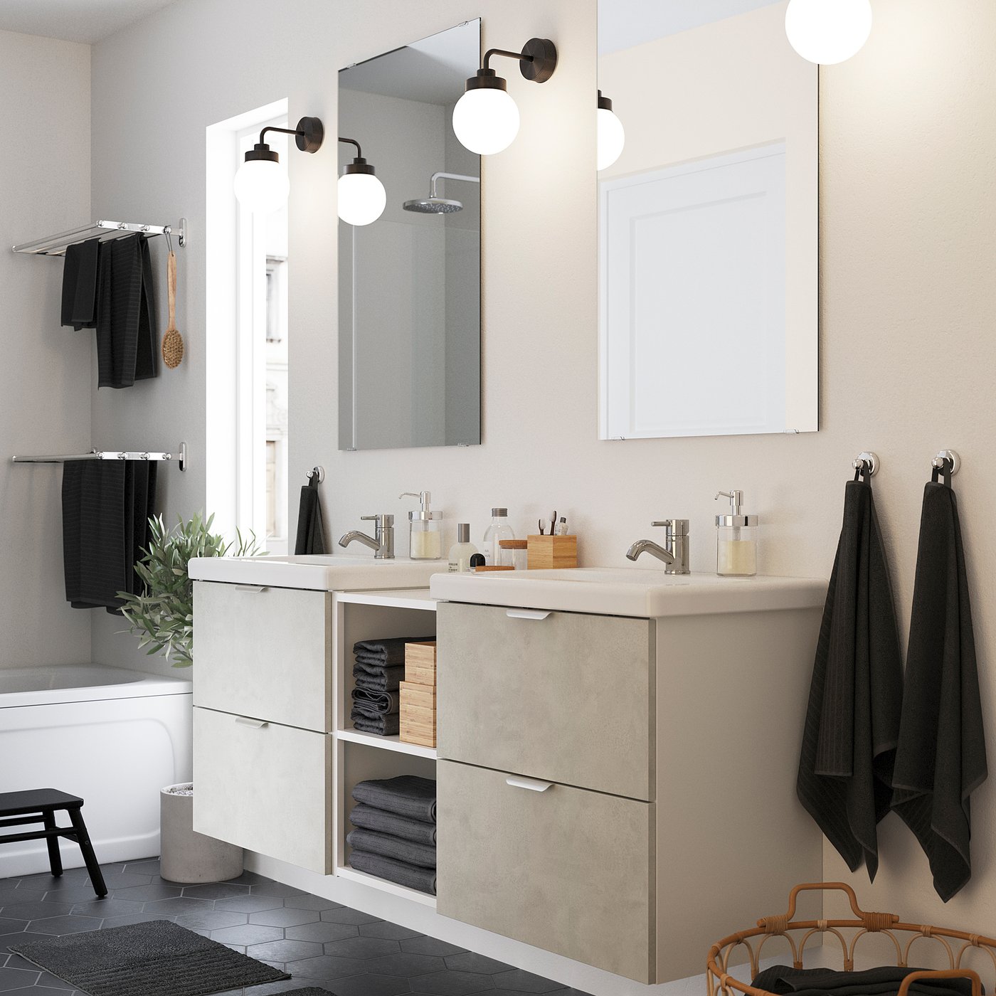 Enhet Tvallen Badezimmer Set 15 Tlg Betonmuster Weiss Pilkan Mischbatterie Ikea Schweiz
