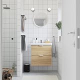 ENHET / TVÄLLEN Waschbschr+Schubladen/Waschb/Mibatt, weiß/Eichenachbildung, 64x43x65 cm