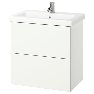 ENHET / TVÄLLEN Waschbschr+Schubladen/Waschb/Mibatt, weiß, 64x43x65 cm