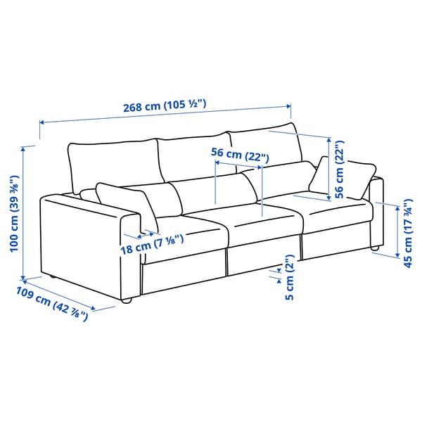 ESKILSTUNA 3er-Sofa, Hillared anthrazit