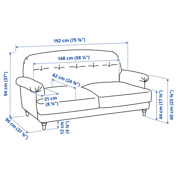 ESSEBODA 2er-Sofa, Knäbäck/anthrazit Birke