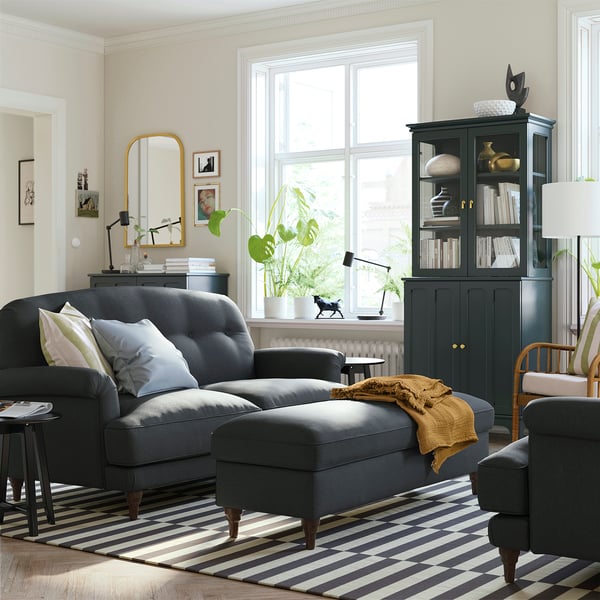 ESSEBODA 2er-Sofa, Knäbäck anthrazit/braun