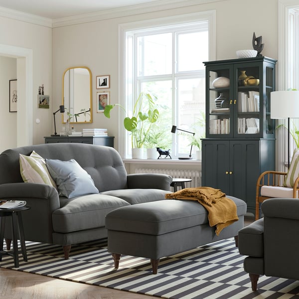ESSEBODA 2er-Sofa, Tallmyra mittelgrau/braun