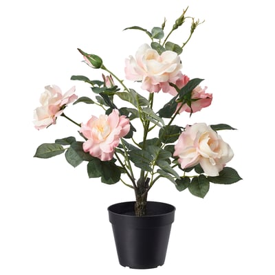 FEJKA Topfpflanze, künstlich, drinnen/draußen/Rose rosa, 12 cm