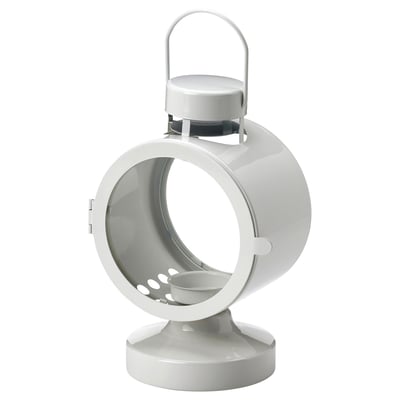 FLODSVALA Laterne für Teelicht innen/außen, elfenbeinweiß, 21 cm