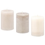 FÖRSÖKA Blockkerze duftneutral, beige, 10 cm