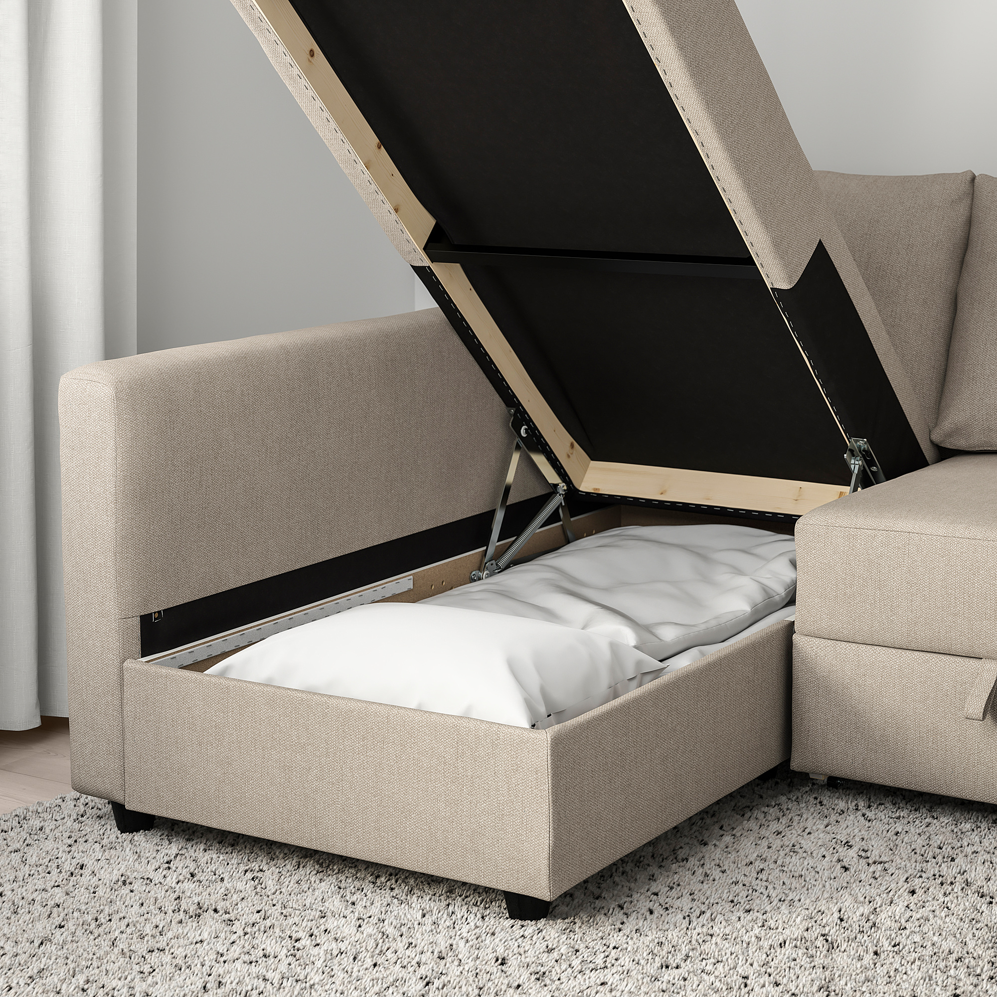 FRIHETEN Eckbettsofa mit Bettkasten - Hyllie beige - IKEA Schweiz