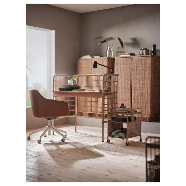 FRYKSÅS Schreibtisch, Rattan, 110x54 cm
