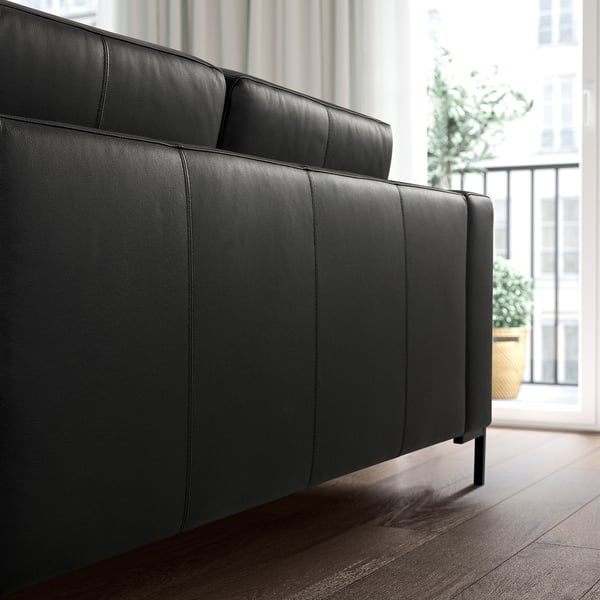 FULLERÖ 2er-Sofa, Grann schwarz/Metall