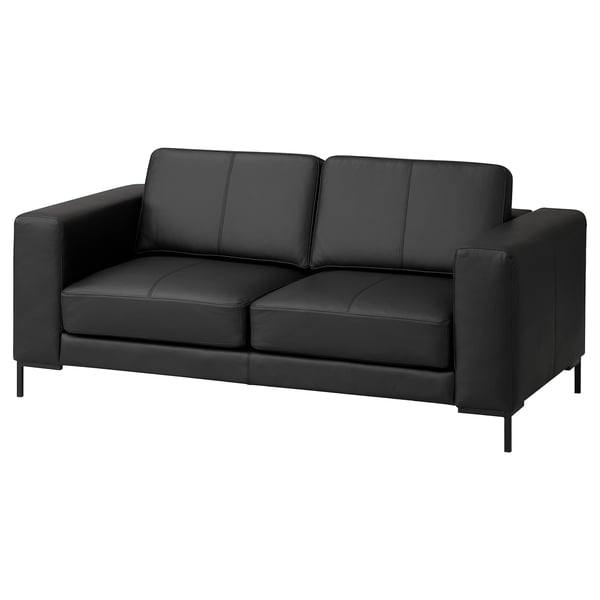 FULLERÖ 2er-Sofa, Grann schwarz/Metall