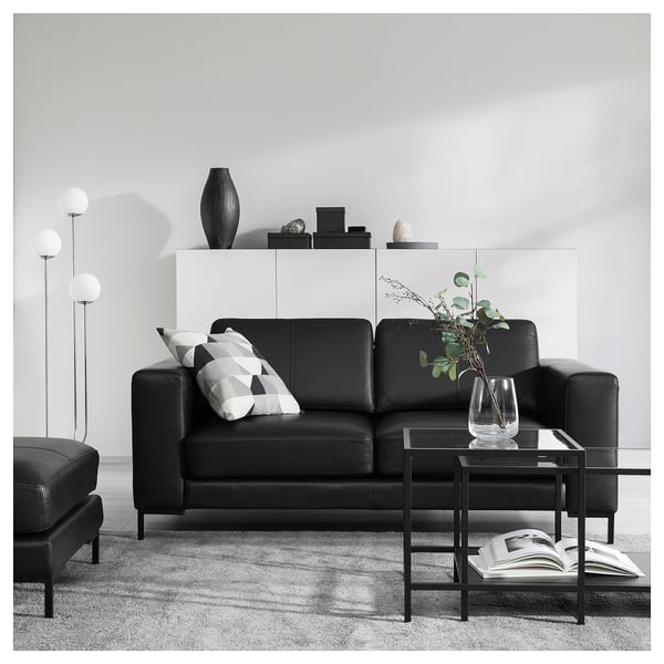 FULLERÖ 2er-Sofa, Grann schwarz/Metall