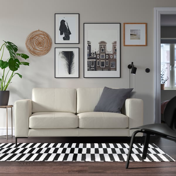 FULLERÖ 2er-Sofa, Grann weiß/Metall